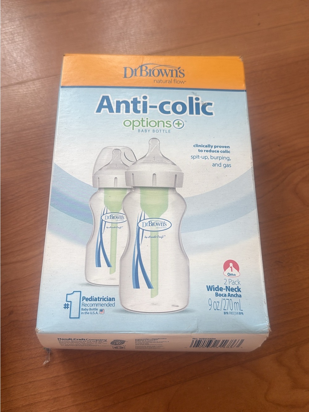 Dr. Brown's Anti-colic Options+ Baby Bottle - Clear with Green Vent (2 Pack)